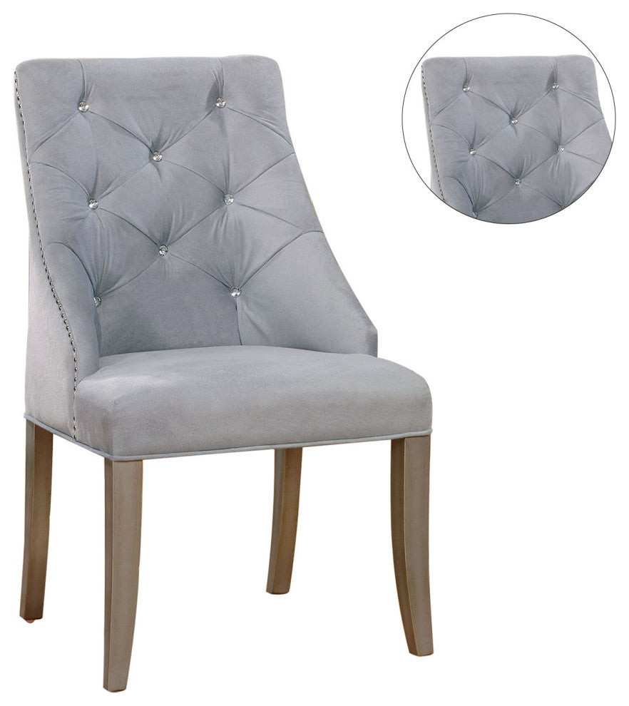 Dining Side Chair, Silver and Light Gray