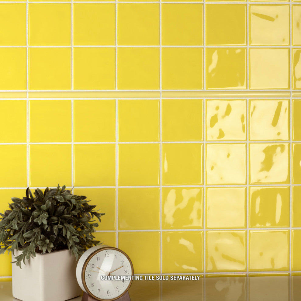 Twist Square Ceramic Mosaic Tile, Yellow Lemon