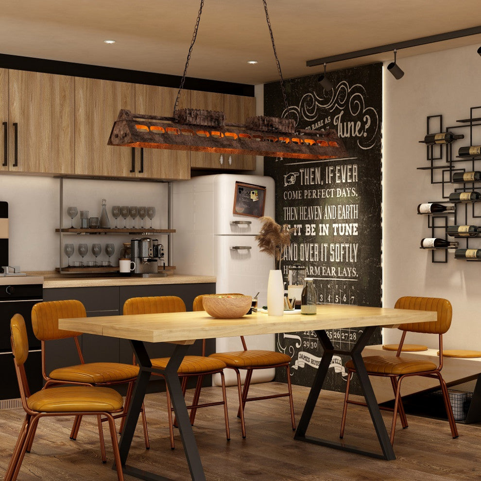 Industrial 6-Light Kitchen Island Lighting Loft Linear Pendant Light Fixture