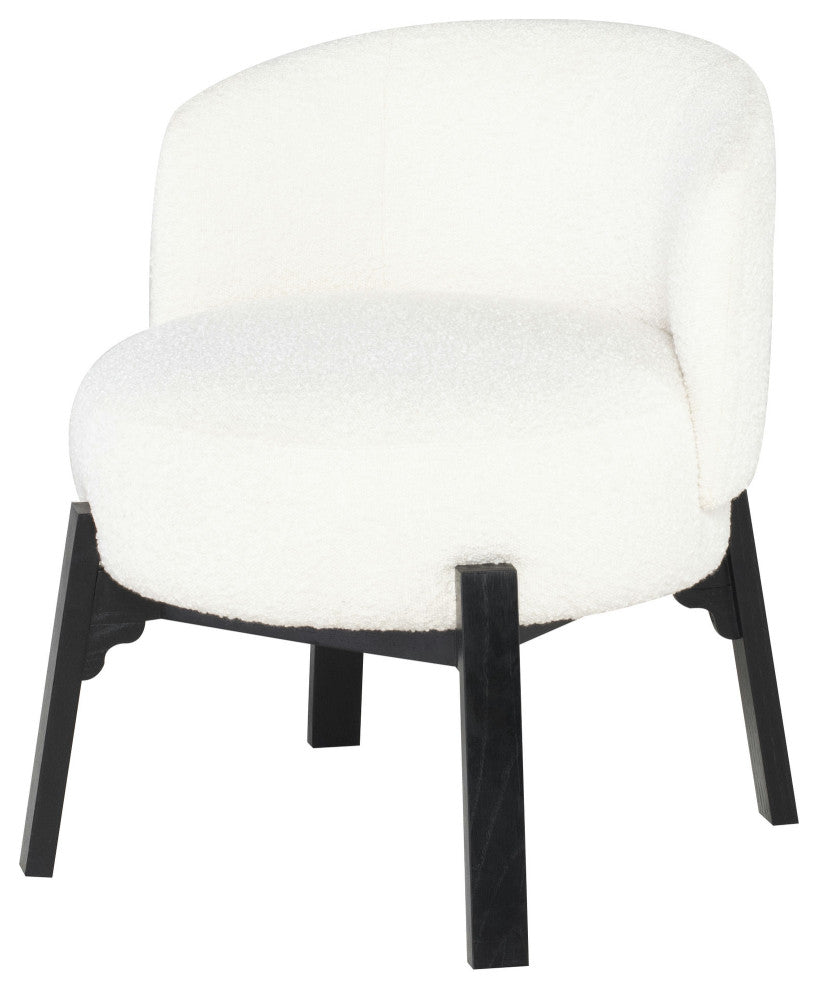 Adelaide Upholstered Dining Chair With Black Legs, Buttermilk Boucle