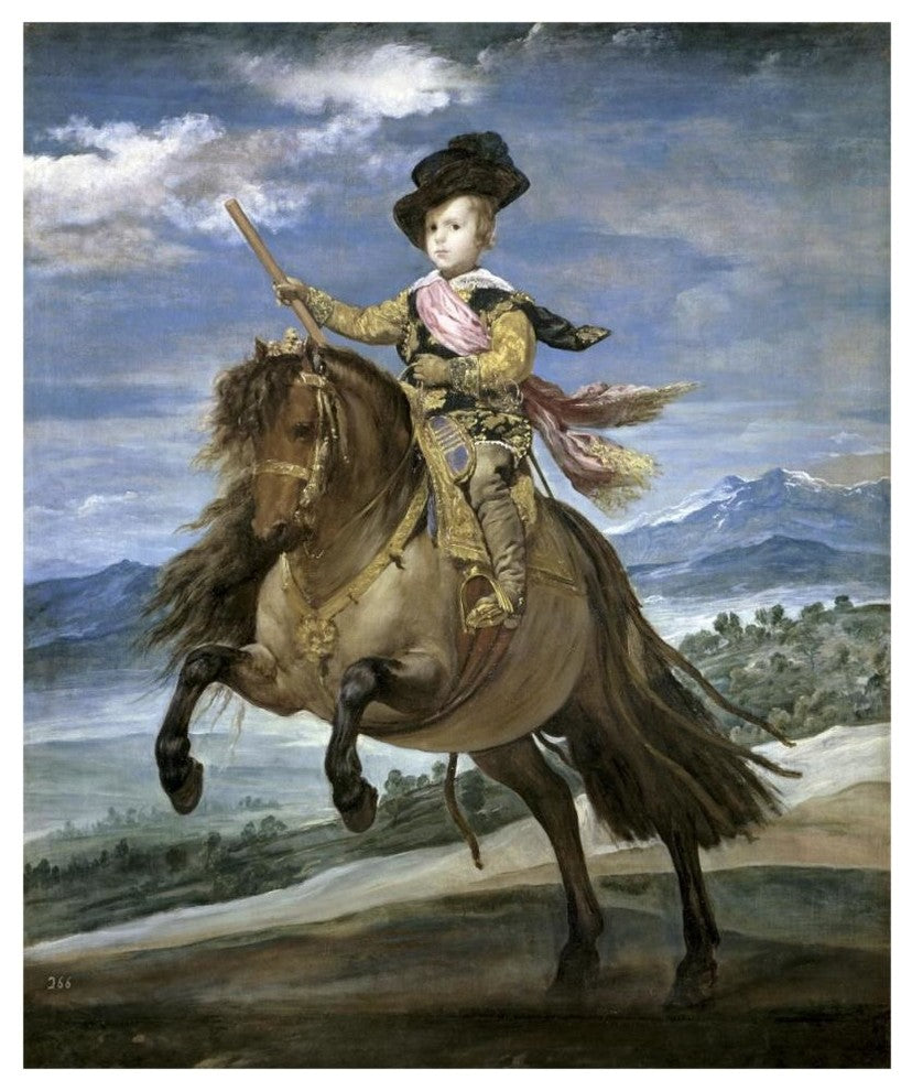 "Prince Carlos Balthasar On Horseback" Print by Diego Velazquez, 39"x46"