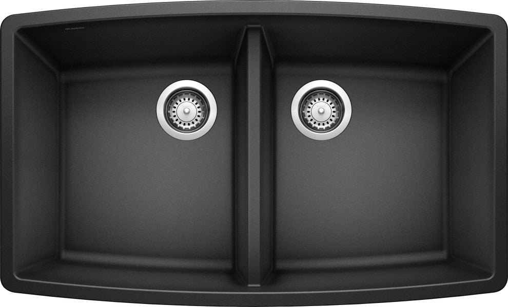 Blanco Performa 20"x33" 2 Basin Granite Undermount Kitchen Sink, Anthracite