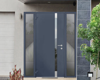 Exterior Prehungdoor Cynex 6777 Grey 2 Side Exterior Windows