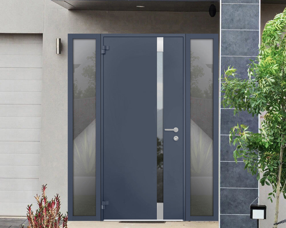 Exterior Prehungdoor Cynex 6777 Grey 2 Side Exterior Windows
