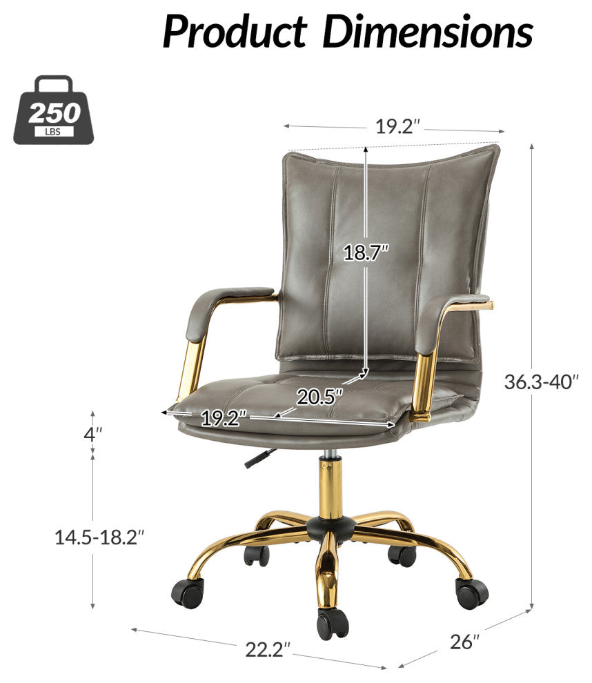 Modern Task Chair Office Swivel Chair with Tufed Back, Gray