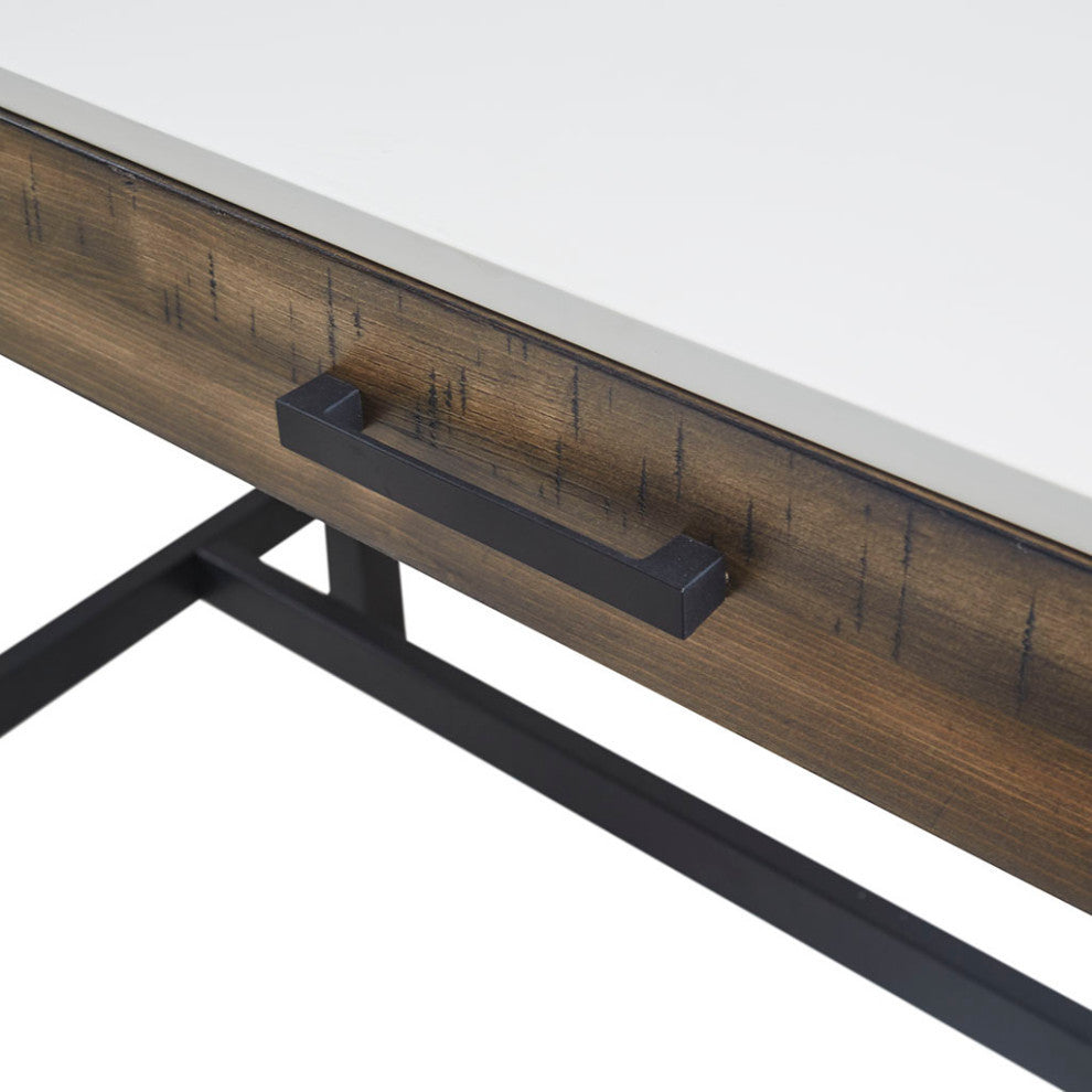 Madison Park Kirtley Modern Industrial Wood Office Writing Desk, White