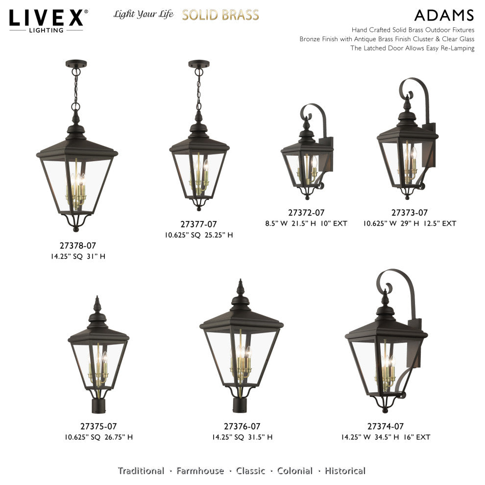 4 Light Bronze Outdoor Extra Large Pendant Lantern, Antique Brass