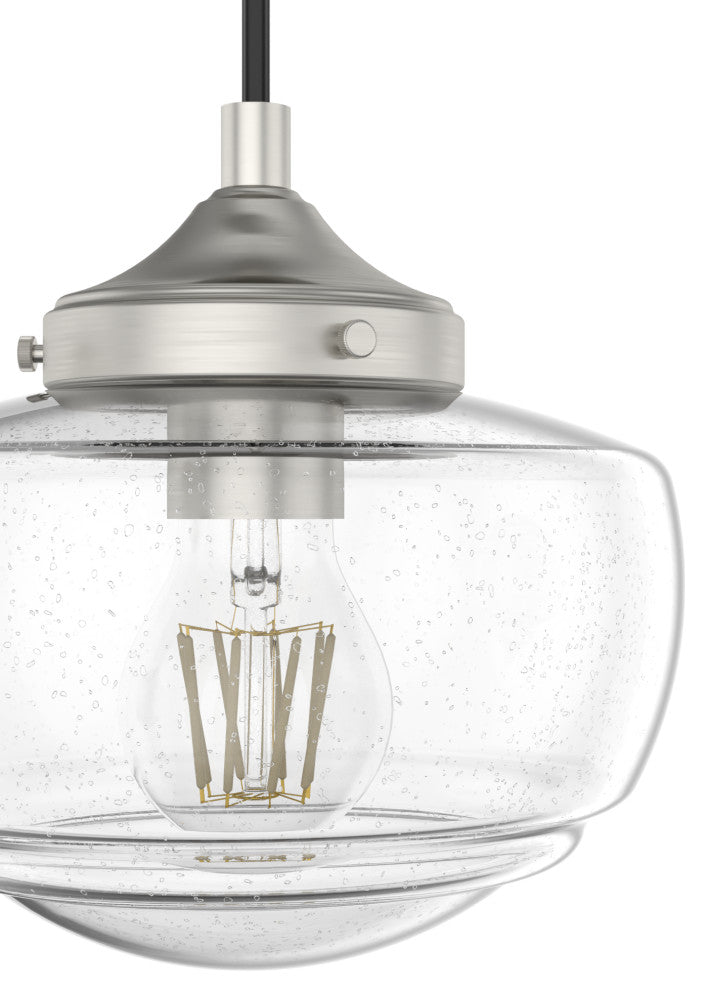 Saddle Creek Brushed Nickel, Clear Seeded Glass 3 Light Linear Cluster Light