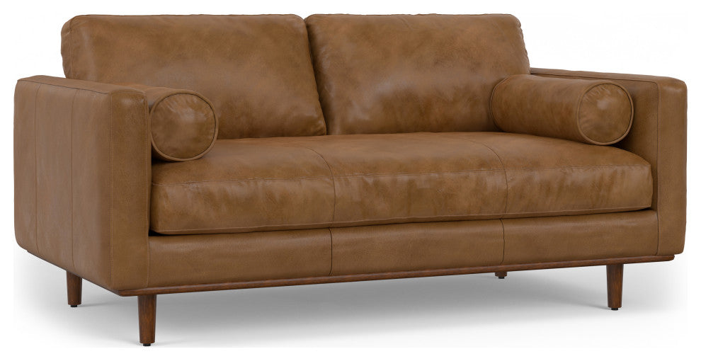 Morrison 72" Sofa and Ottoman Set, Caramel Brown, 72"