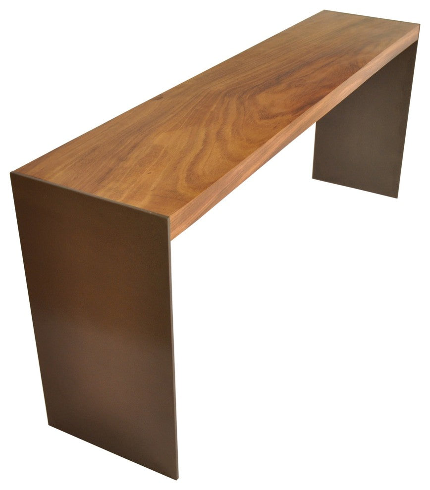 Solid Wood Tamburil Console, Metal Base