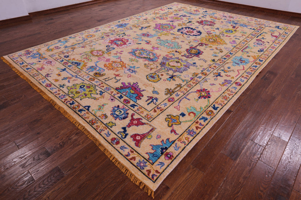 Turkish Oushak Handmade Wool Rug 9' 11" X 14' 2" - Q16109