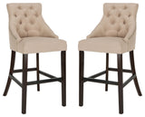 Safavieh Eleni Tufted Bar Stool, Beige/Espresso