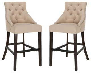 Safavieh Eleni Tufted Bar Stool, Beige/Espresso