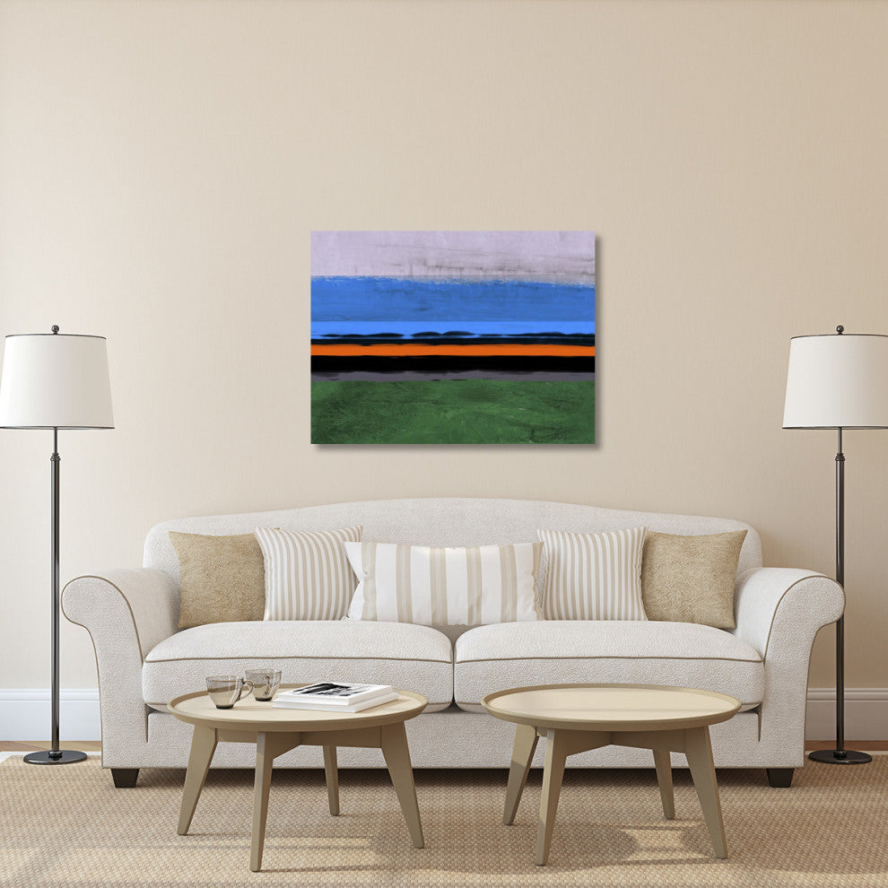 "Abstract Stripe Theme Orange And Blue" Fine Art Print