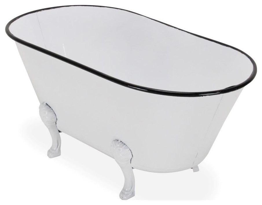 Lavande Metal Tub Decor - Small - White