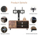 Wood and glass TV Stand vintage brown TV console with storage cabinet
