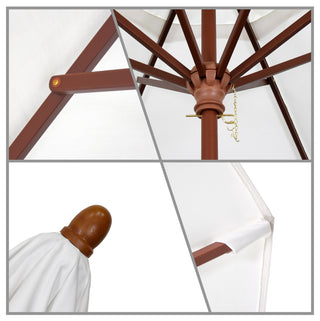 9' Square Push Lift Wood Umbrella, Olefin, Straw