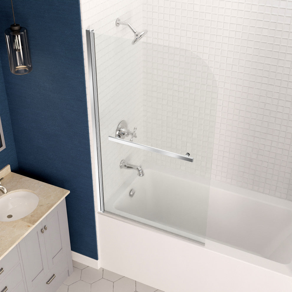 Anzzi 5' Left Drain Tub, White With 34" x 58" Tub Door, Chrome