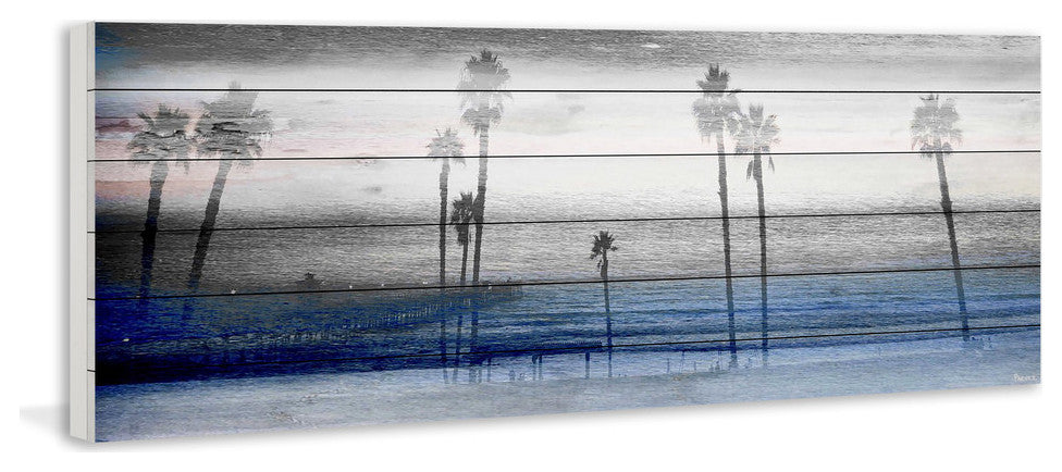 "Stormy Calm" Painting Print on White Wood, 30"x10"