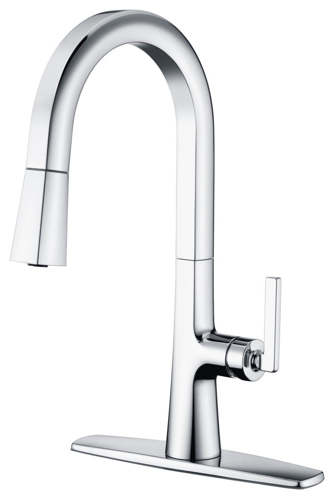 Saint Lazare Single Handle Pull Down Kitchen Faucet in Matte Black, Chrome