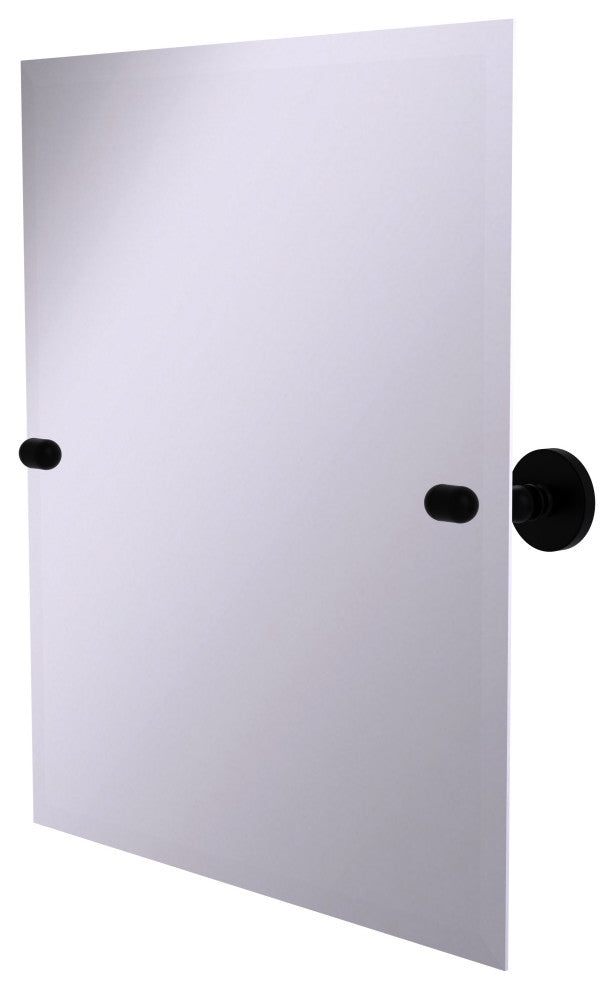 Frameless Rectangular Beveled Edge Tilt Mirror, Matte Black