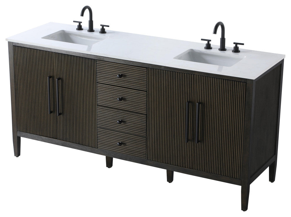 Home Living 72" Double Bathroom Vanity, Chocolate Oak