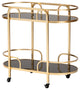 Leighton Glam And Luxe Gold Metal And Tempered Glass 2-Tier Wine Cart