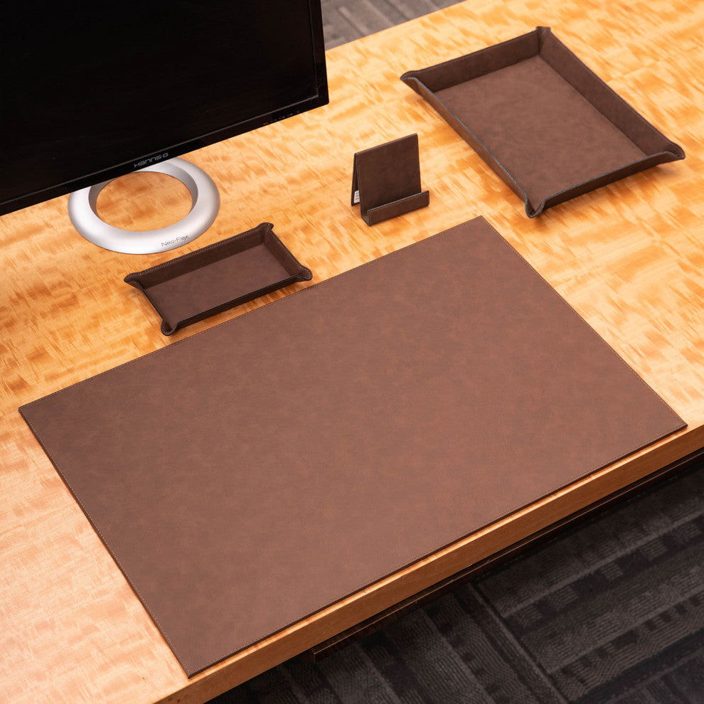 4 Piece Desk Set, Brown