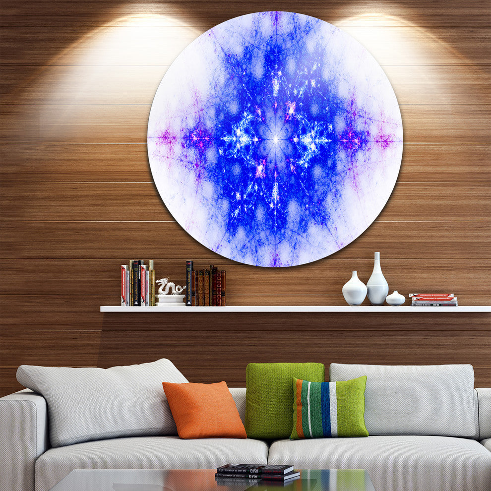 Blue Illustration Pattern, Abstract Digital Art Round Wall Art, 23"