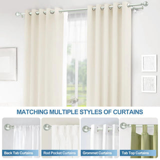 Ball Adjustable Double Curtain Rod Set, 5/8", Pewter, 28"-48"
