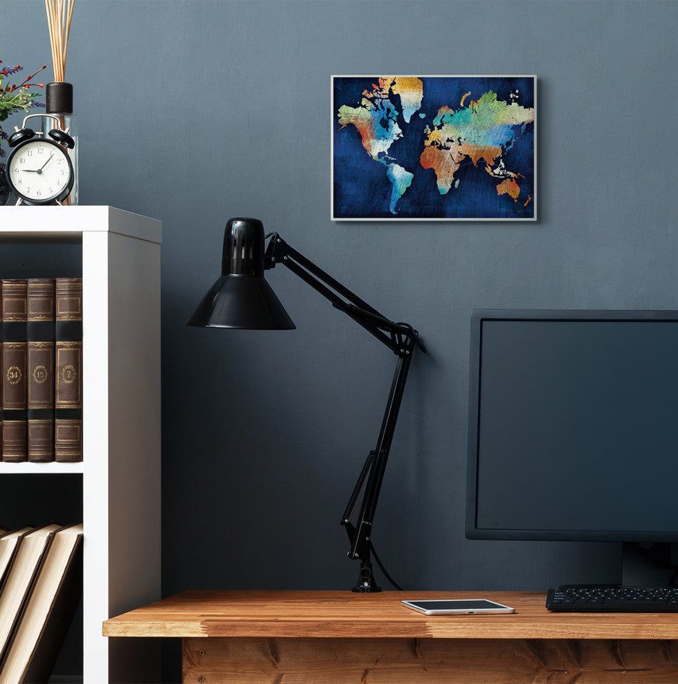 World Map Modern Rainbow Textured Design, 10"x15"