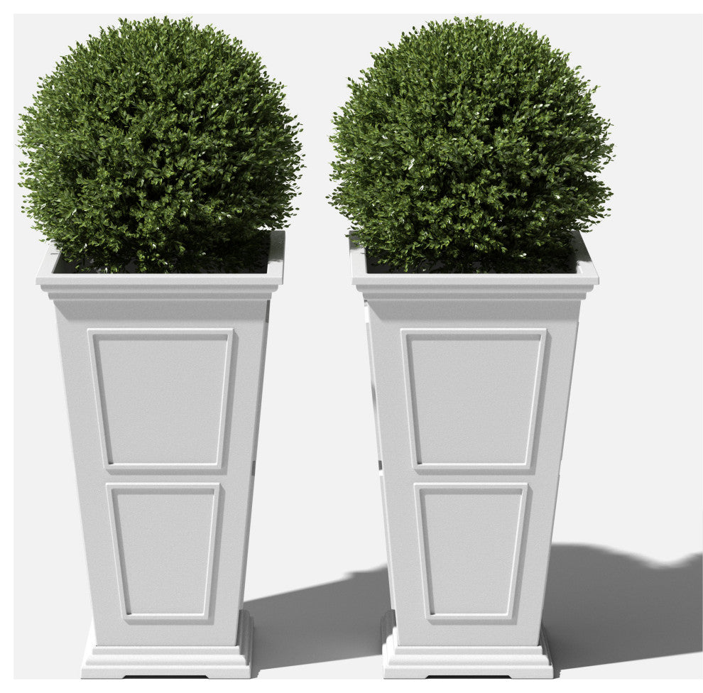 Veradek Brixton Tall Planter, White, 26 Inch, 2 Pack