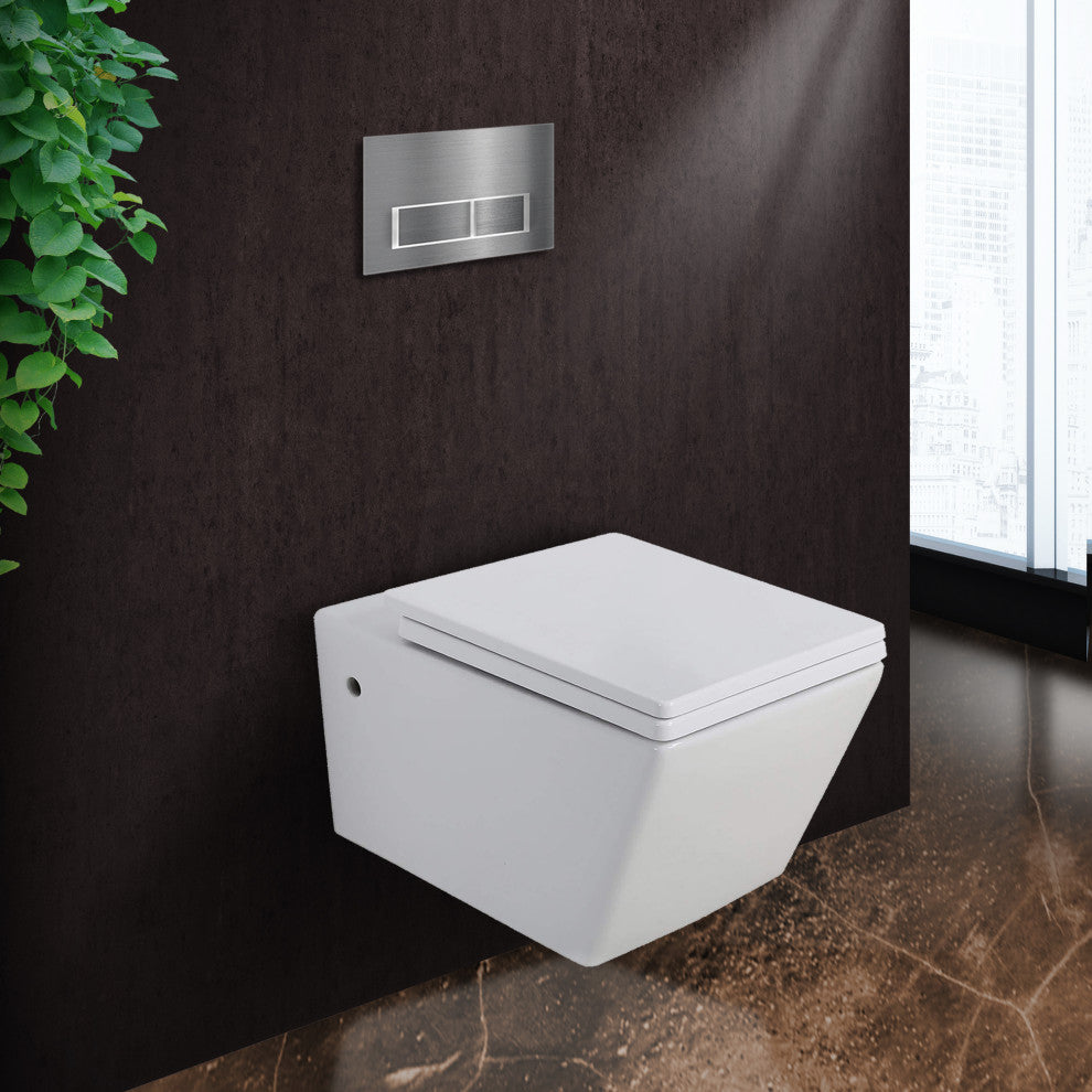 In-Wall Toilet Set, 2"x6" Carrier and Tank, Chrome Rectangular Actuators