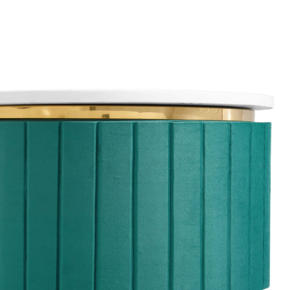 Console Entry Table Sideboard, White Teal Blue, Velvet, Modern Lounge Cafe