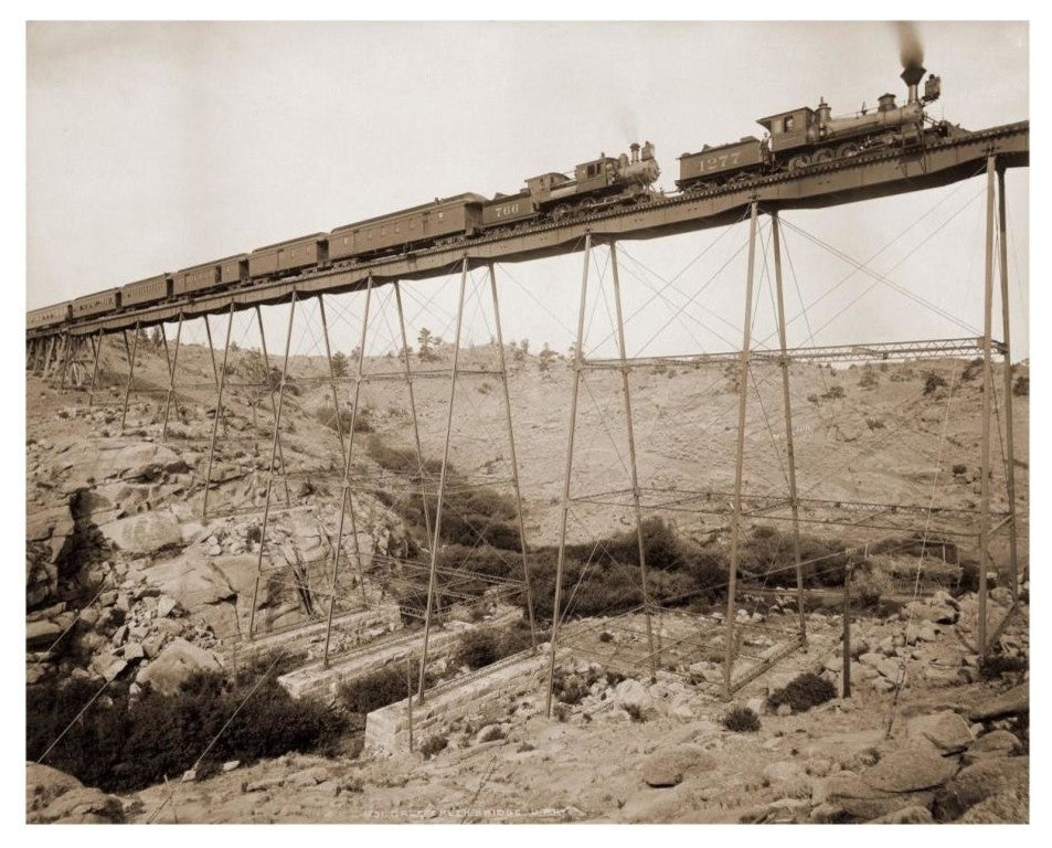 "Dale Creek Bridge, Wyoming, Union Pacific Railway, 1885" Paper Art, 22"x18"