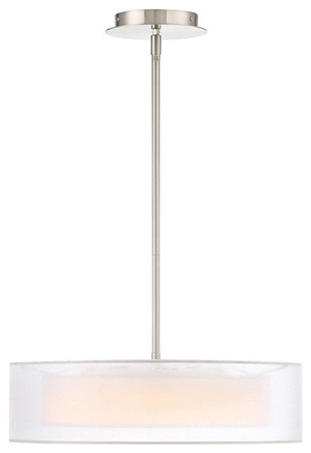 Metropolis LED Pendant, Brushed Nickel, 18", 3000k