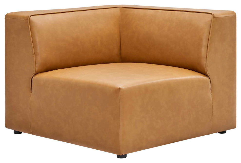 Mingle Vegan Leather 7-Piece Sectional Sofa, Tan