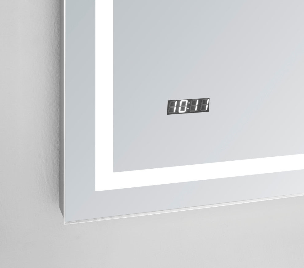 AQUADOM Daytona LED Wall-Mount Mirror Defogger Digital Clock 84"x36"x1"