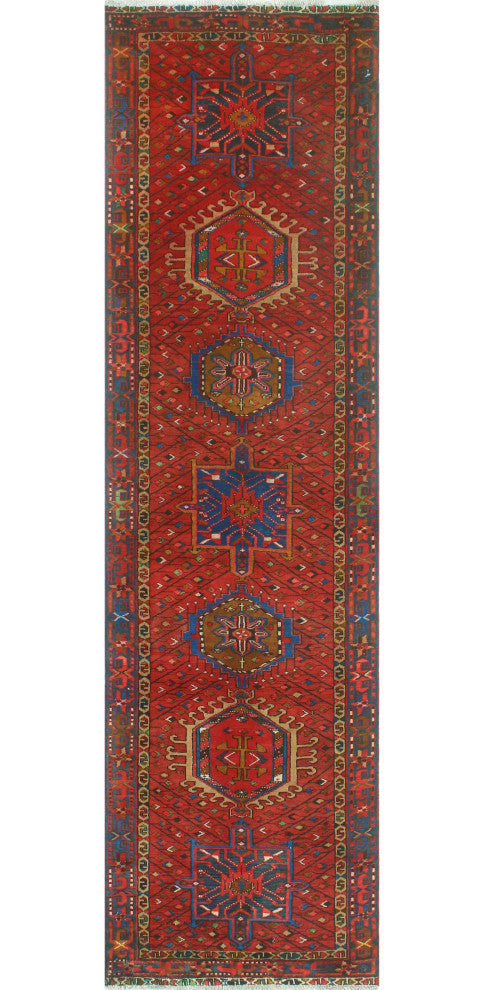 Fine Vintage Distressed Ollie Burgundy/Blue Runner, 2'11x10'11