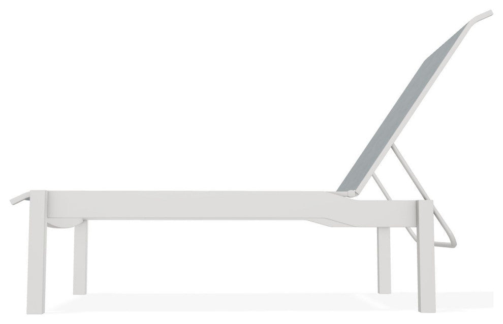 Leeward Sling Stackable Outdoor Chaise Lounge, Charm/Snow