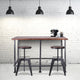 Reagan Metal Bar Table, Silver Brushed Gray, Rustic Pine Wood Top