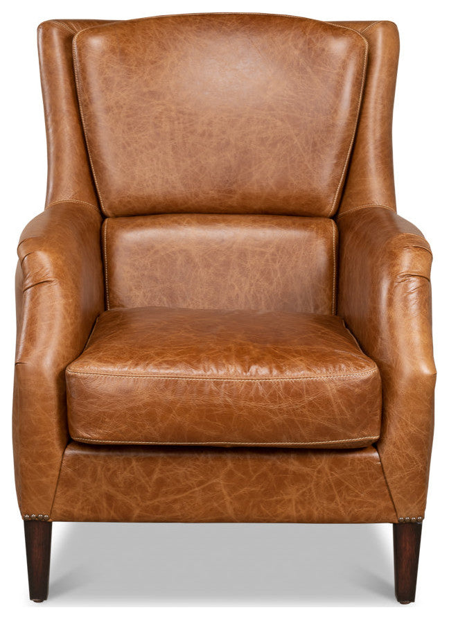 Baker Brown Leather Club Arm Chair