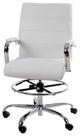 Mid-Back LeatherSoft Drafting Chair, Adjustable Foot Ring, Chrome Base, White
