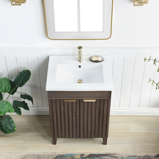 Palos Bathroom Vanity, Spruce Aged Brown, 24", Ceramic Top, No Mirror