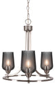 Paramount Uplight 3-Light Chandelier, Brushed Nickel, 5" Smoke Textured Glass
