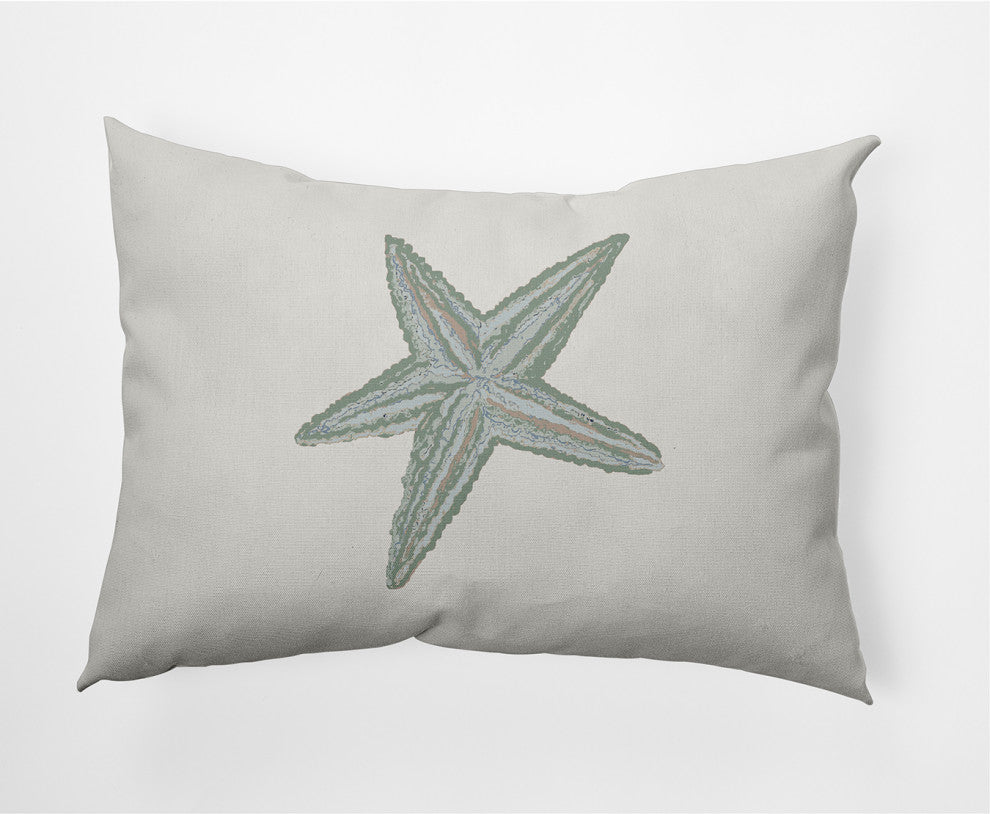 14x20" Starfish Nautical Decorative Indoor Pillow, Sage