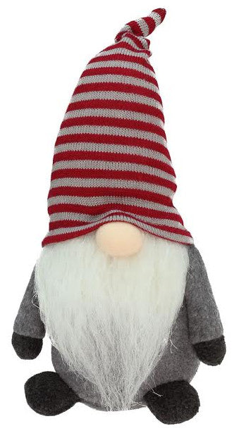 11" Plush Gray Gnome Friend With Red Stripe Cap