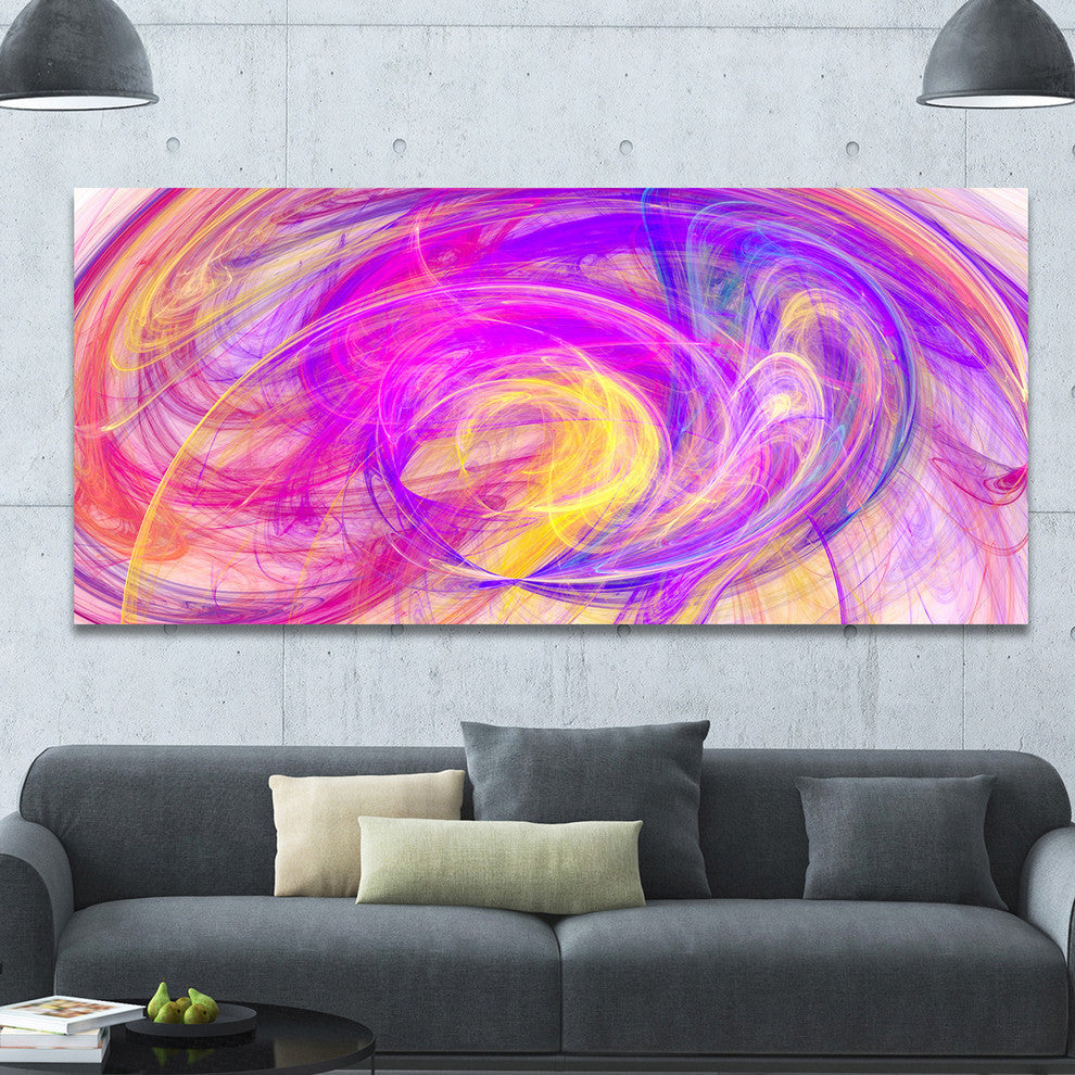 Purple Mystic Psychedelic Texture, Oversized Abstract Canvas Art Print, 60x28