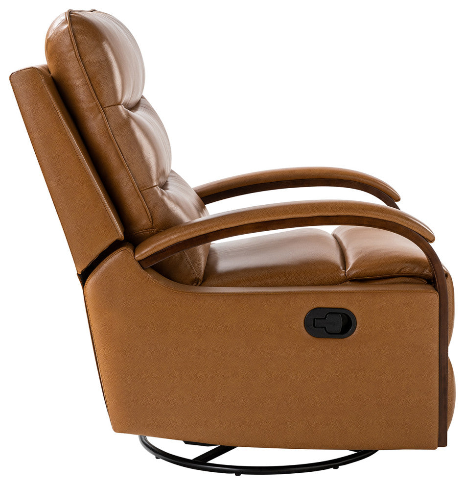 Konradin Genuine Leather Swivel Rocking Manual Recliner Set of 2, Camel