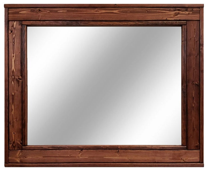 Herringbone Stained Vanity Mirror, Red Oak, 36"x30", Horizontal
